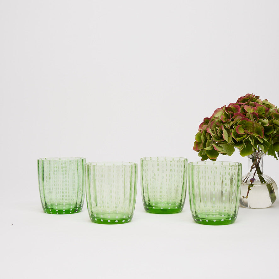 Speckled Green Water Glass, Set of 4