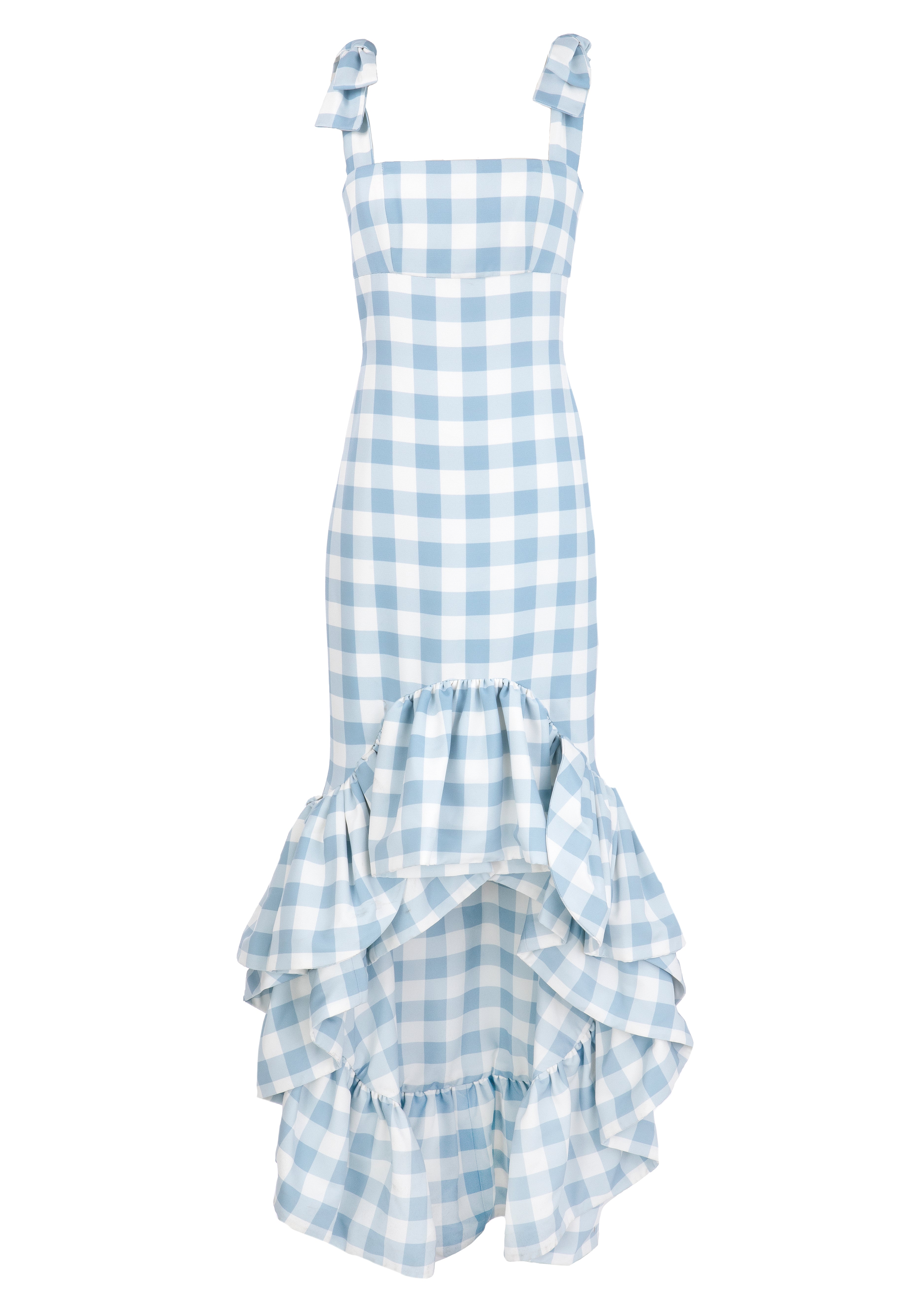 La Palma Dress in Blue Gingham