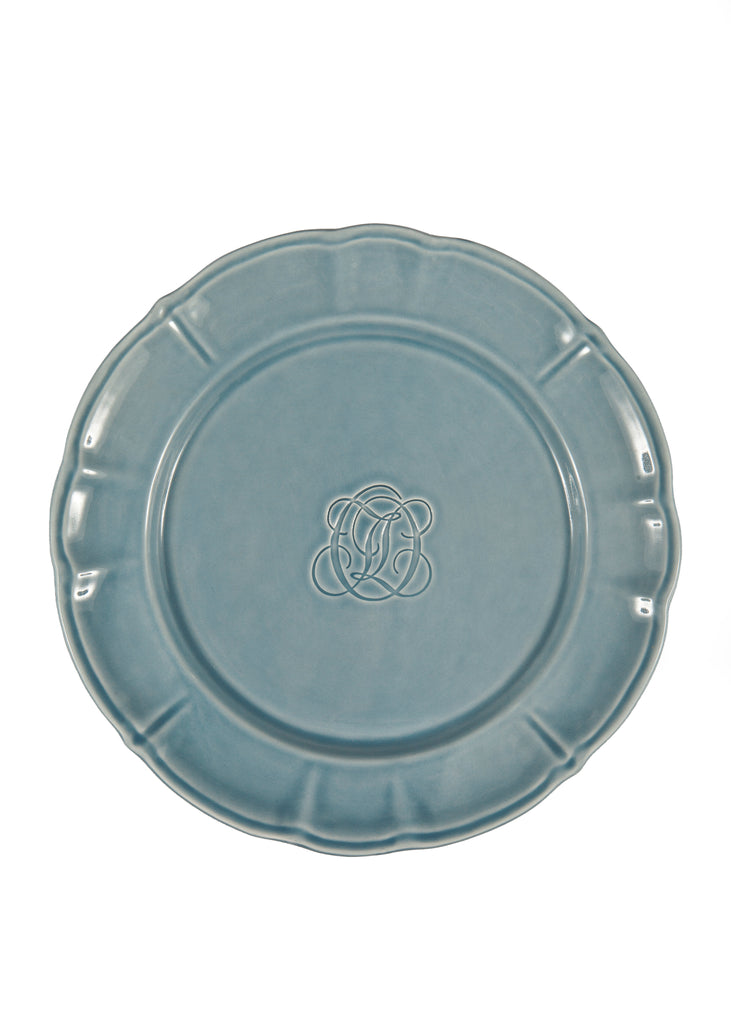 Bespoke Milano Plate with Punched Interlaced Monogram, Set of 12