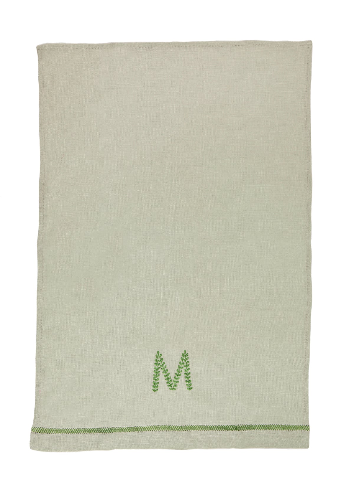 Mint Guest Towel with Greenery Monogram