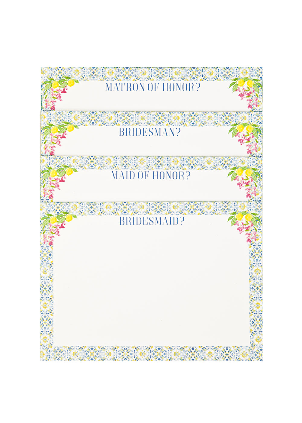 Bridesmaid Cards in Green Mosaic, Set of 10