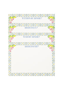 Bridesmaid Cards in Green Mosaic, Set of 10