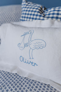 Baby Pillow - Stork with Boy - Premium  from Tricia Lowenfield Shop 