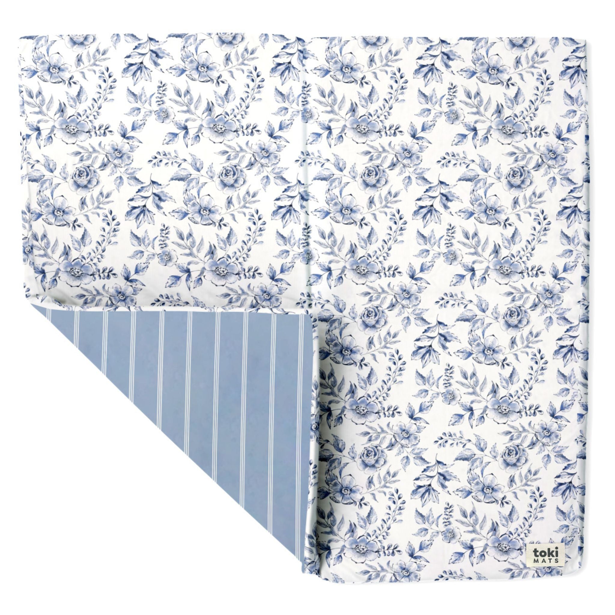 Blue Floral and Stripe Mat