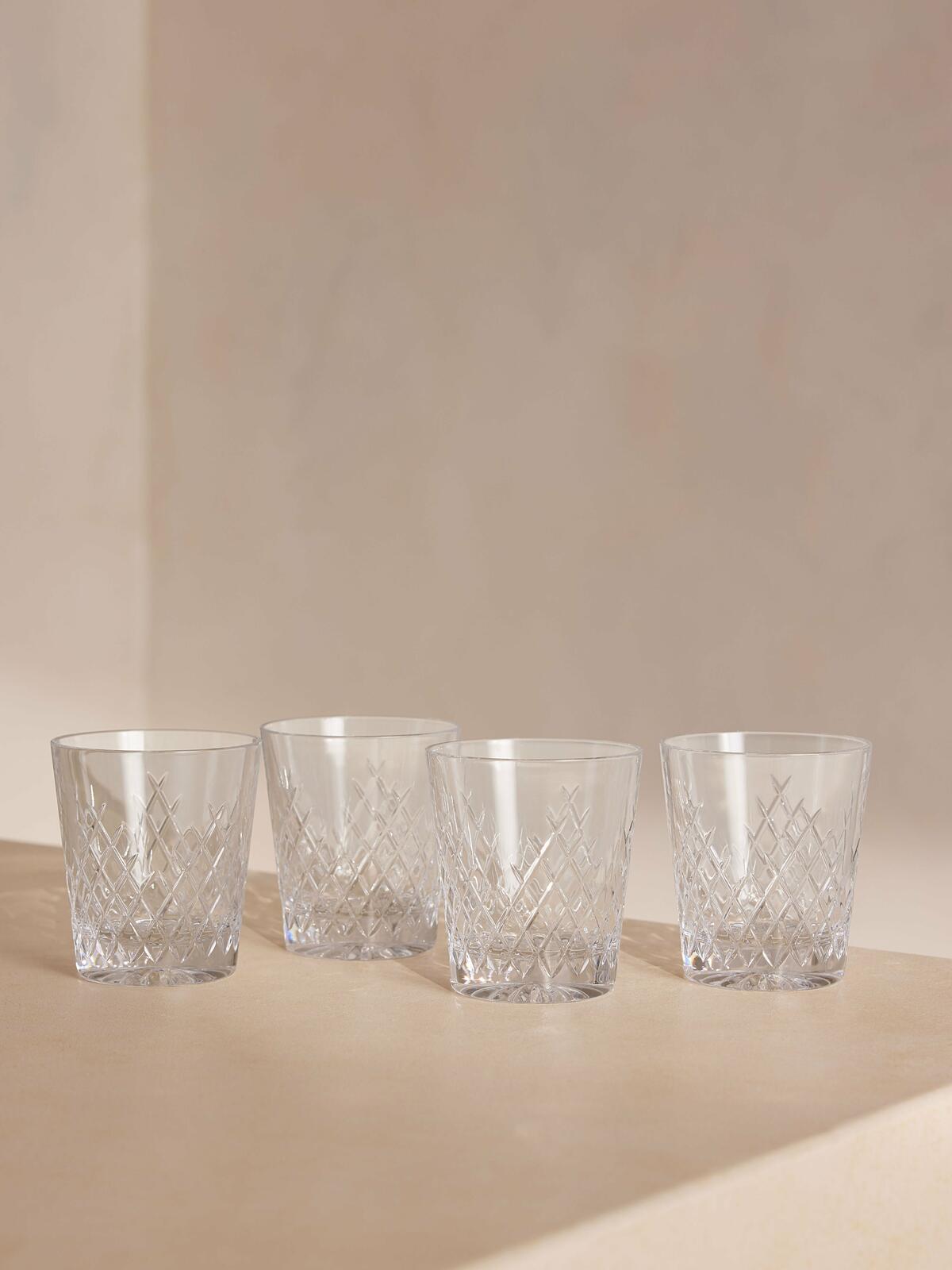 Barwell Cut Crystal Rocks Glass, Set of Four