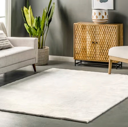 White Washable Solid Shag 8' x 10' Area Rug