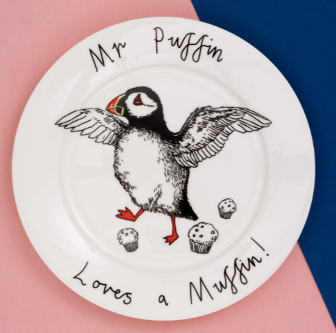 'Mr Puffin Loves A Muffin' Side Plate