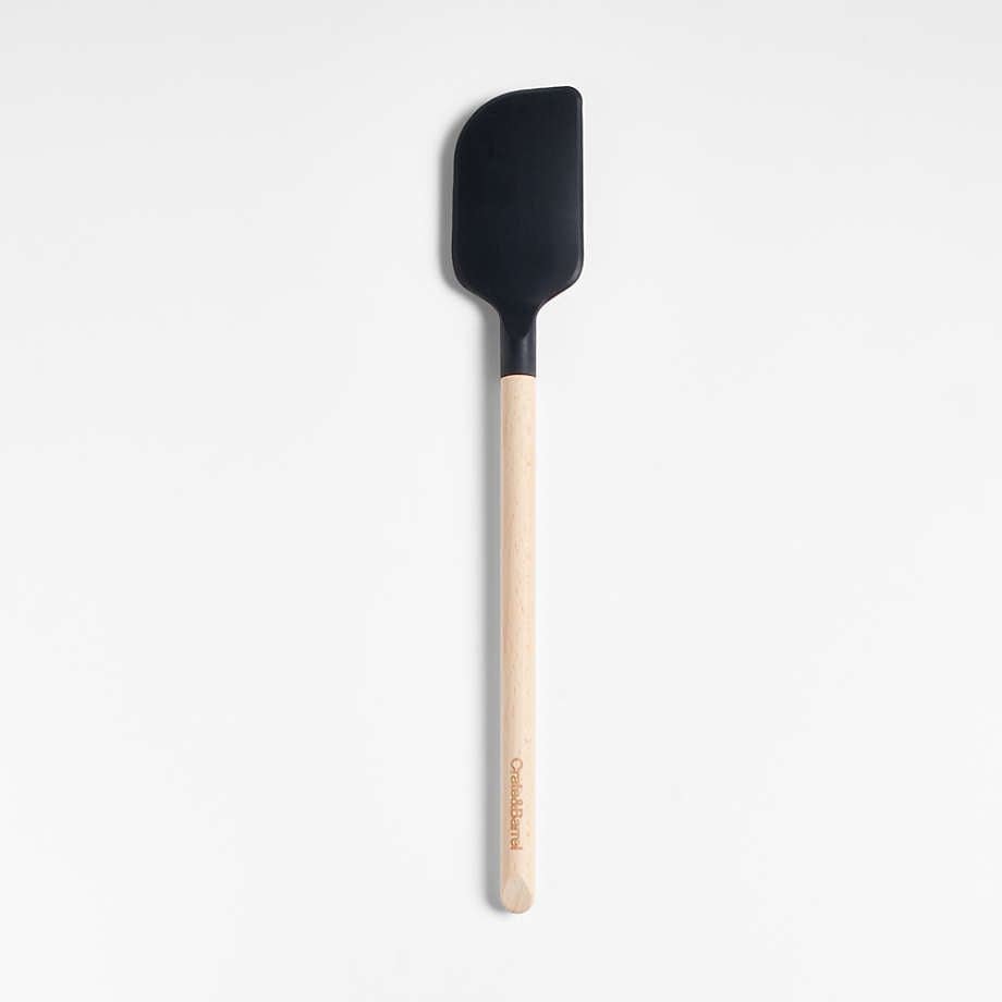 Crate & Barrel Wood and Black Silicone Spatula