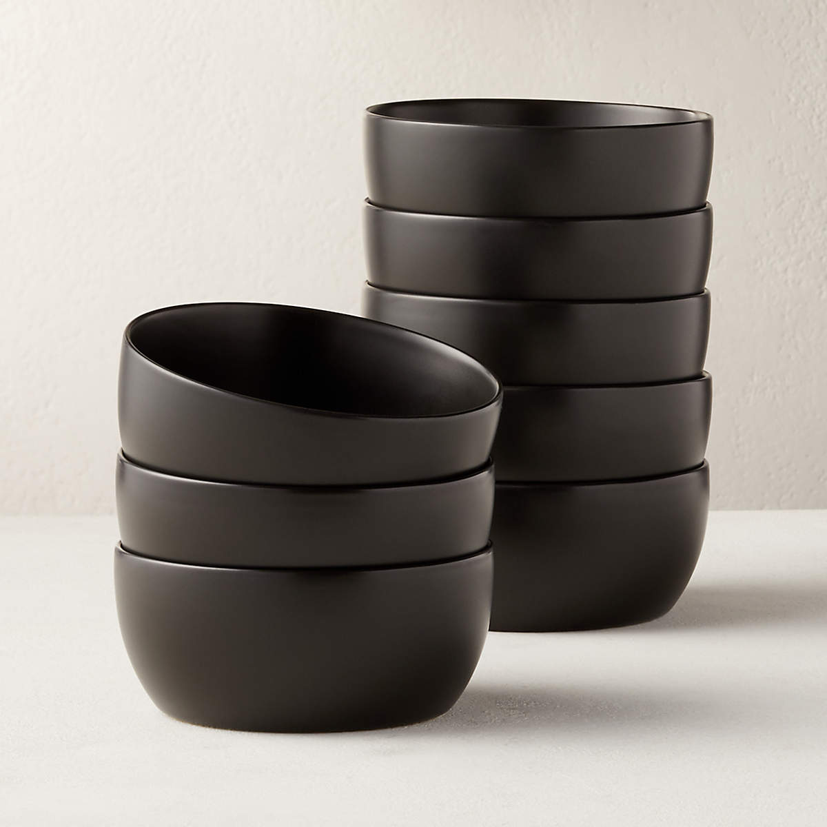 Crisp Matte Black Soup Bowls Set of 8
