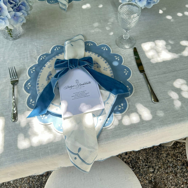 Peony White And Pale Blue Napkin, Set of 4