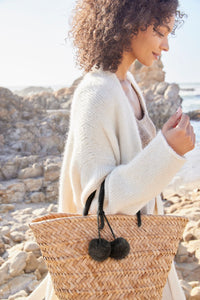 St. Tropez Pom Pom Straw Tote
