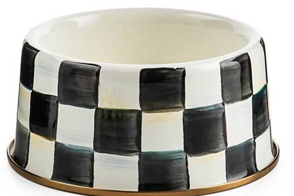 Courtly Check Enamel Pet Dish - Medium