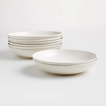 Craft 10" Linen Cream Low Bowls, Set of 8