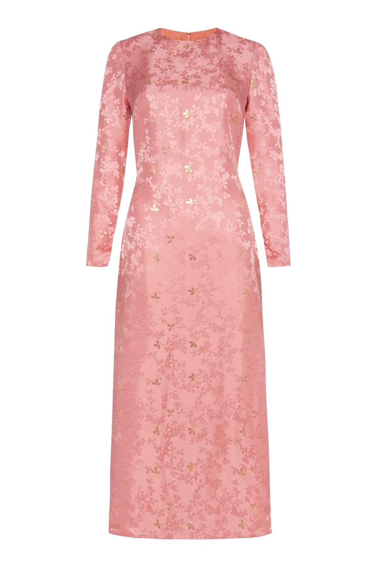 Arizona Dusty Pink Floral Long Sleeve Belted Midi Dress