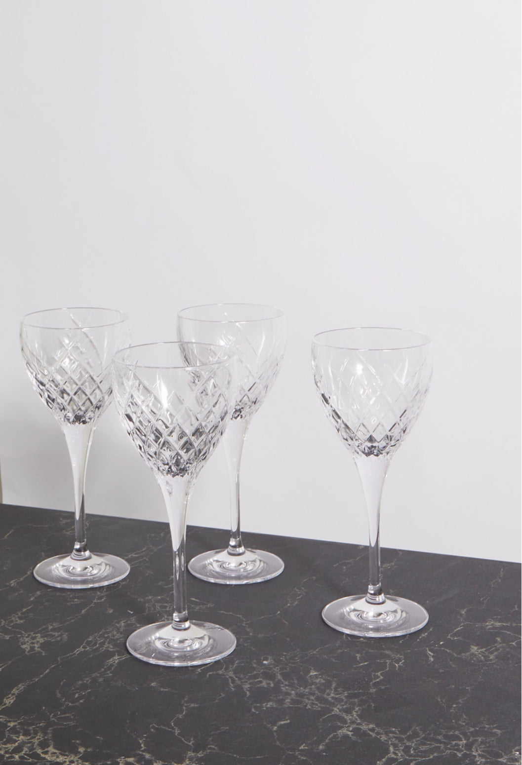 Barwell set of four cut crystal white wine glasses