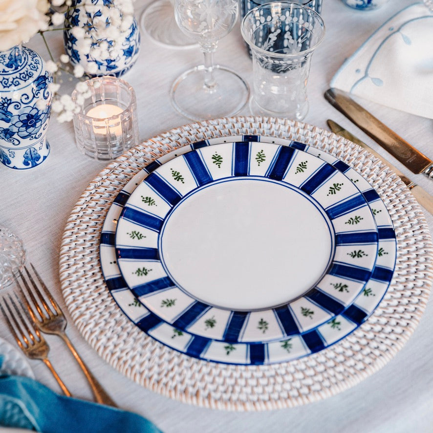 White Rattan Charger Plates, Set of 4