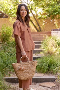 St. Tropez Pom Pom Straw Tote