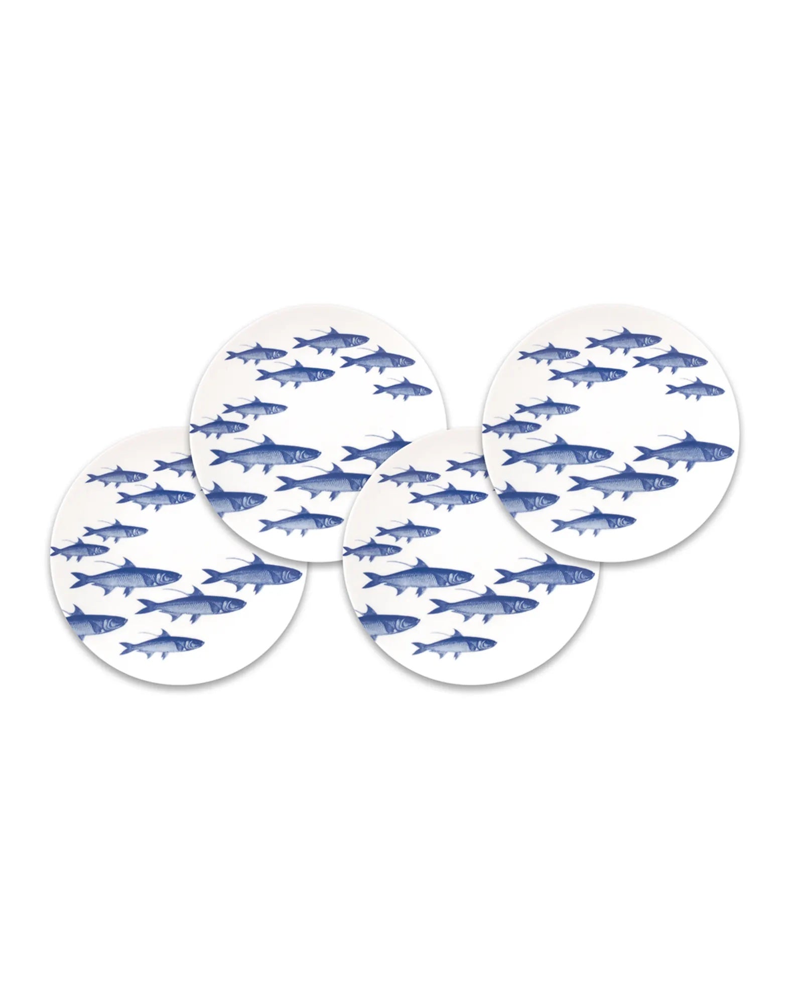 CaskataSchool of Fish Blue Canape Plates, Set of 4