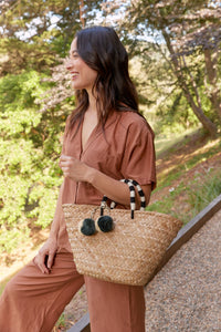 St. Tropez Pom Pom Straw Tote