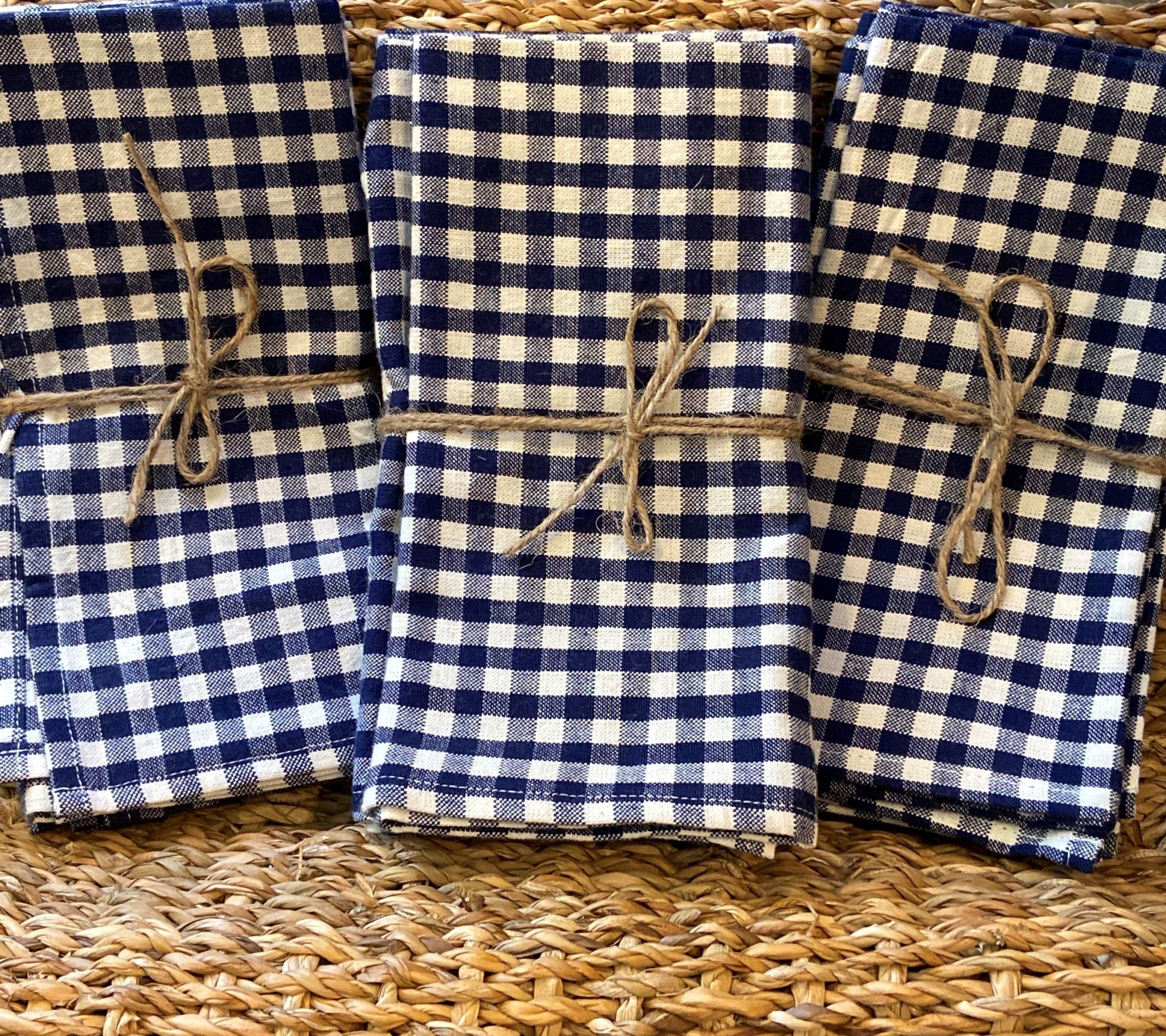 Deep Blue Gingham Napkin Set of Four