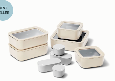 Ceramic-Coated Glass Food Storage Container Set