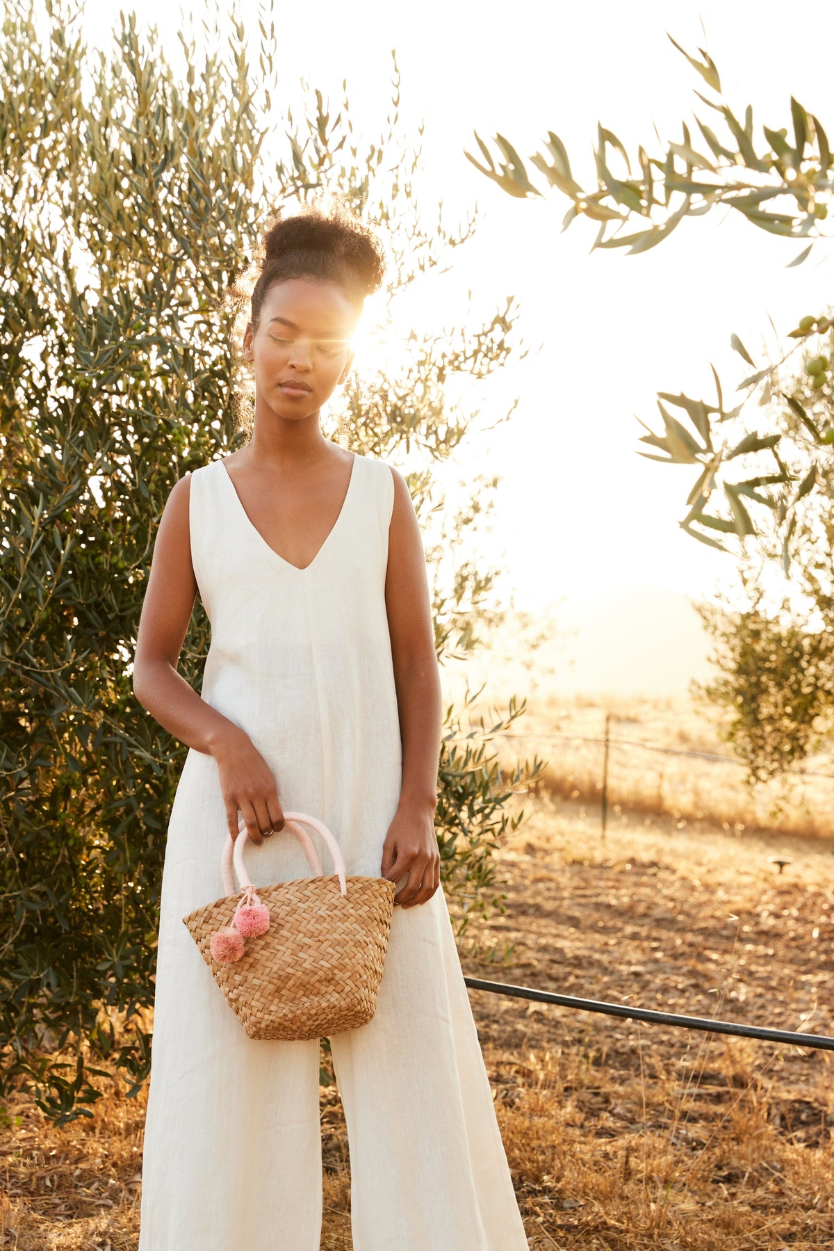 Mini St. Tropez Pom Pom Straw Tote