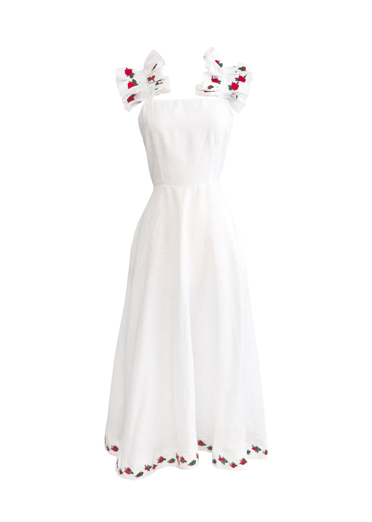 Alanya Off On Shoulder Embroidered Midi Dress