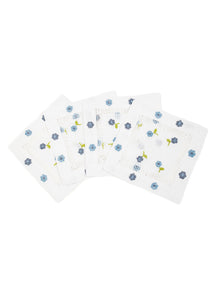 Blue and Light Blue Cocktail Napkins, Set of Four
