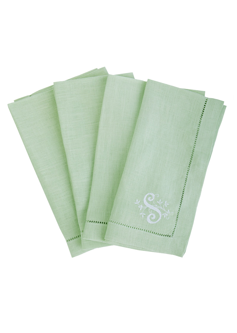 Monogram Dinner Napkin In Mint, Set of 4