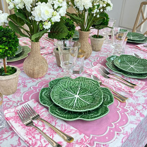 pink toile tablecloth