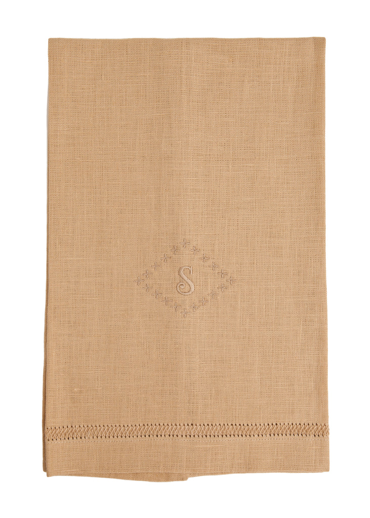 Natural Guest Towel with Monogram