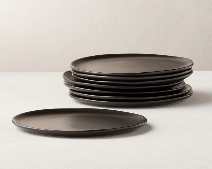 Crisp Matte Black Salad Plates Set of 8