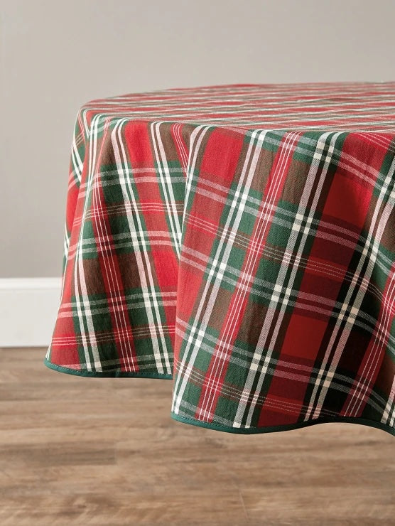Christmas Plaid Tablecloth - 70in Round
