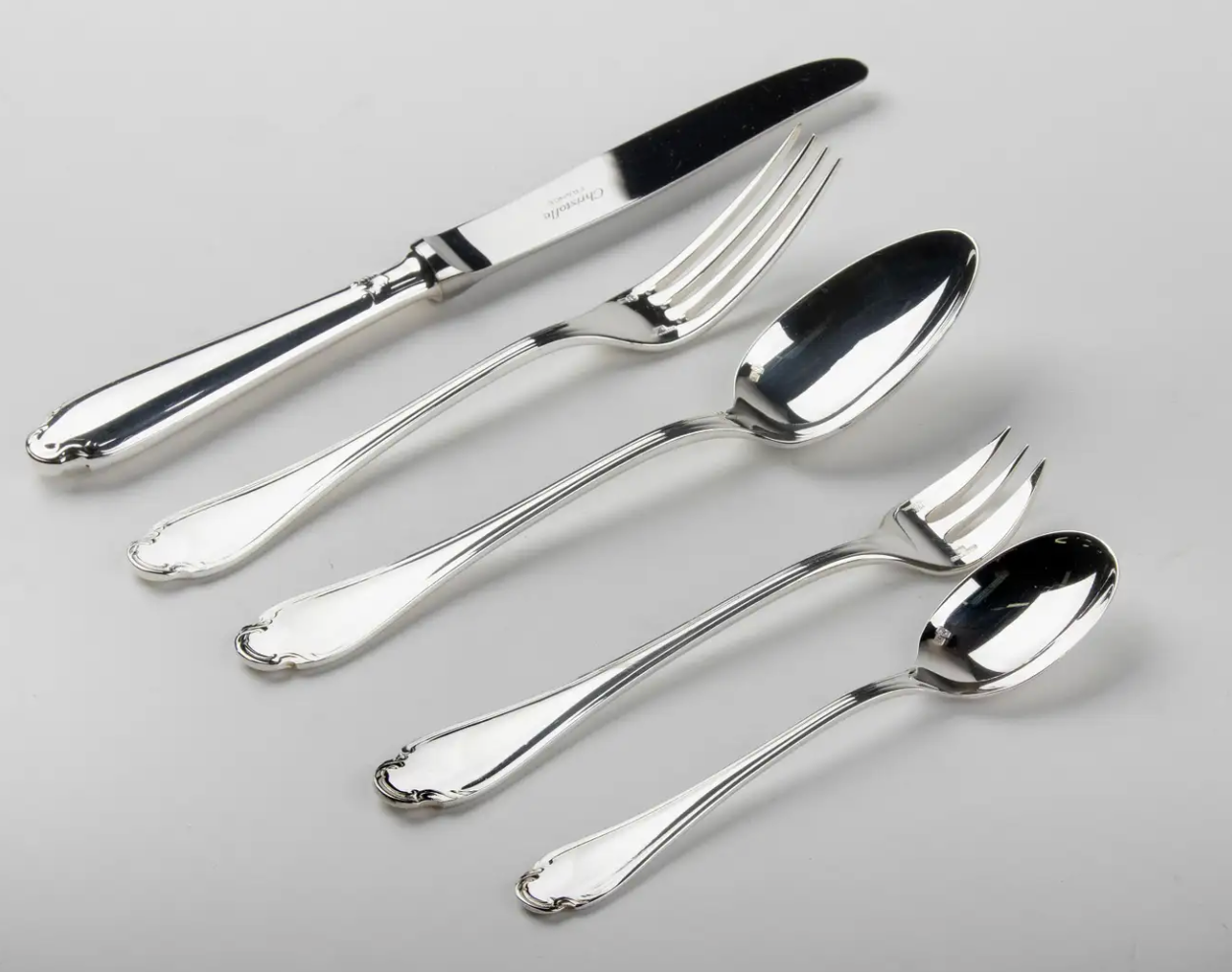 72-Piece Silver-Plated Lunch Flatware Set by Christofle, Pompadour