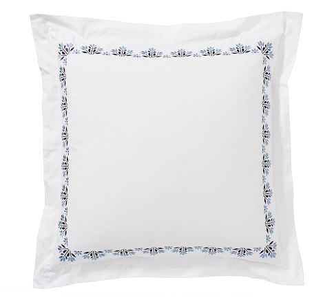 Blossom Embroidered Organic Percale Euro Sham