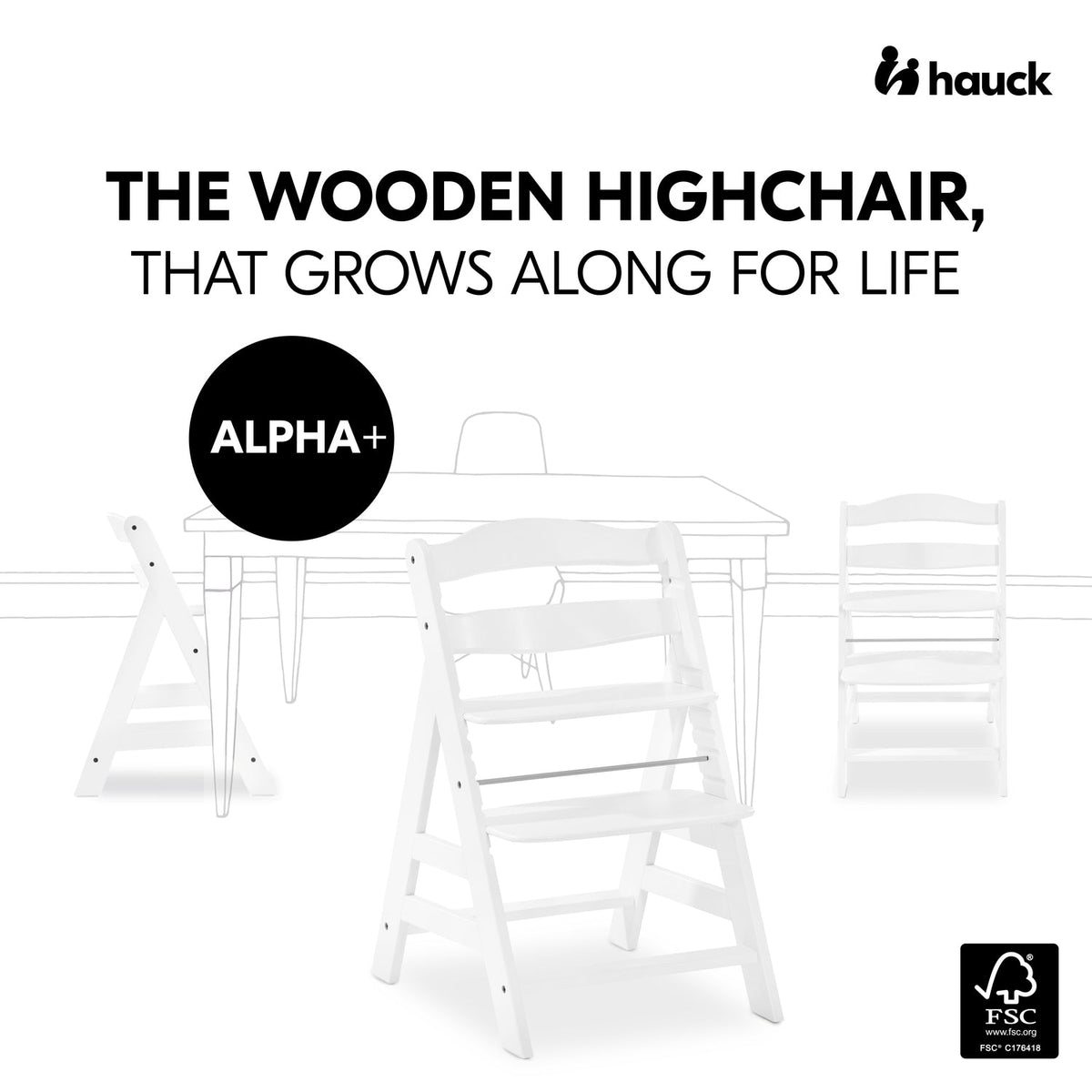 Alpha+ Grow Along Adjustable Beechwood Wooden High Chair