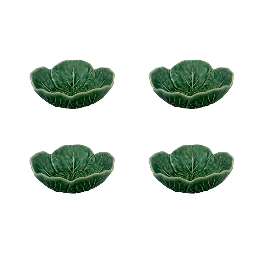 Bordallo Pinheiro Cabbage Bowl in Green 6 oz, Set of 4