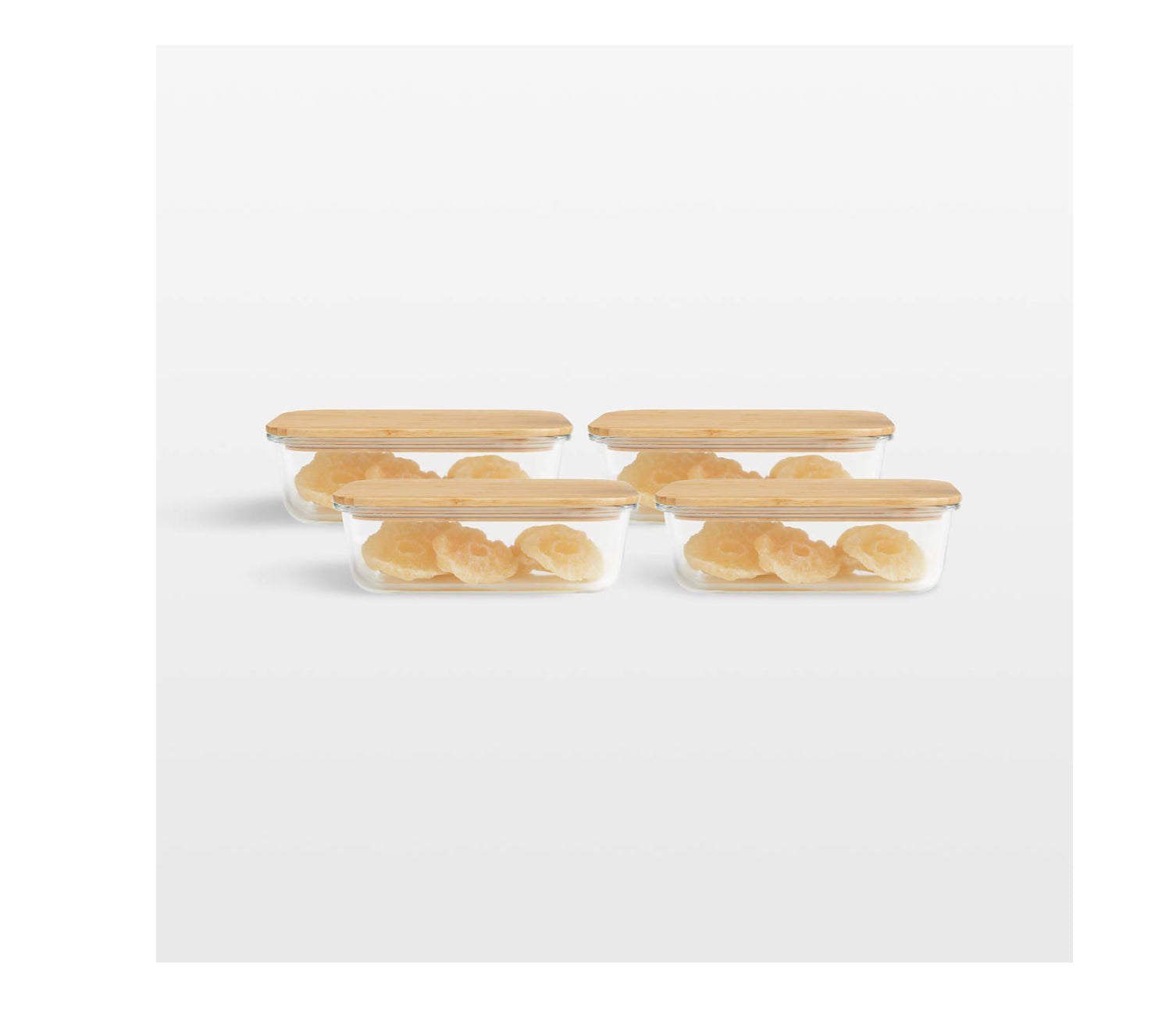 7-Cup Rectangular Glass Storage Containers with Bamboo Lids, Set of 4