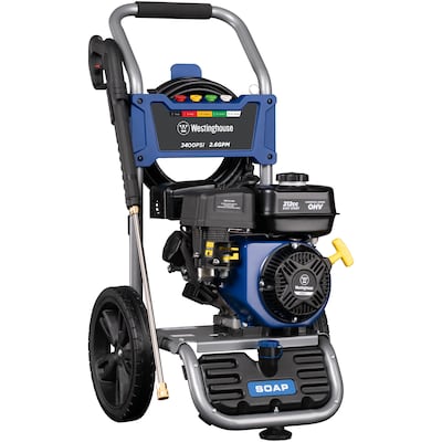 Westinghouse Heavy Duty Cleaning 5 Nozzles + Soap Tank Included 3400 PSI 2.6-Gallon-GPM Cold Water Gas Pressure Washer (CARB)