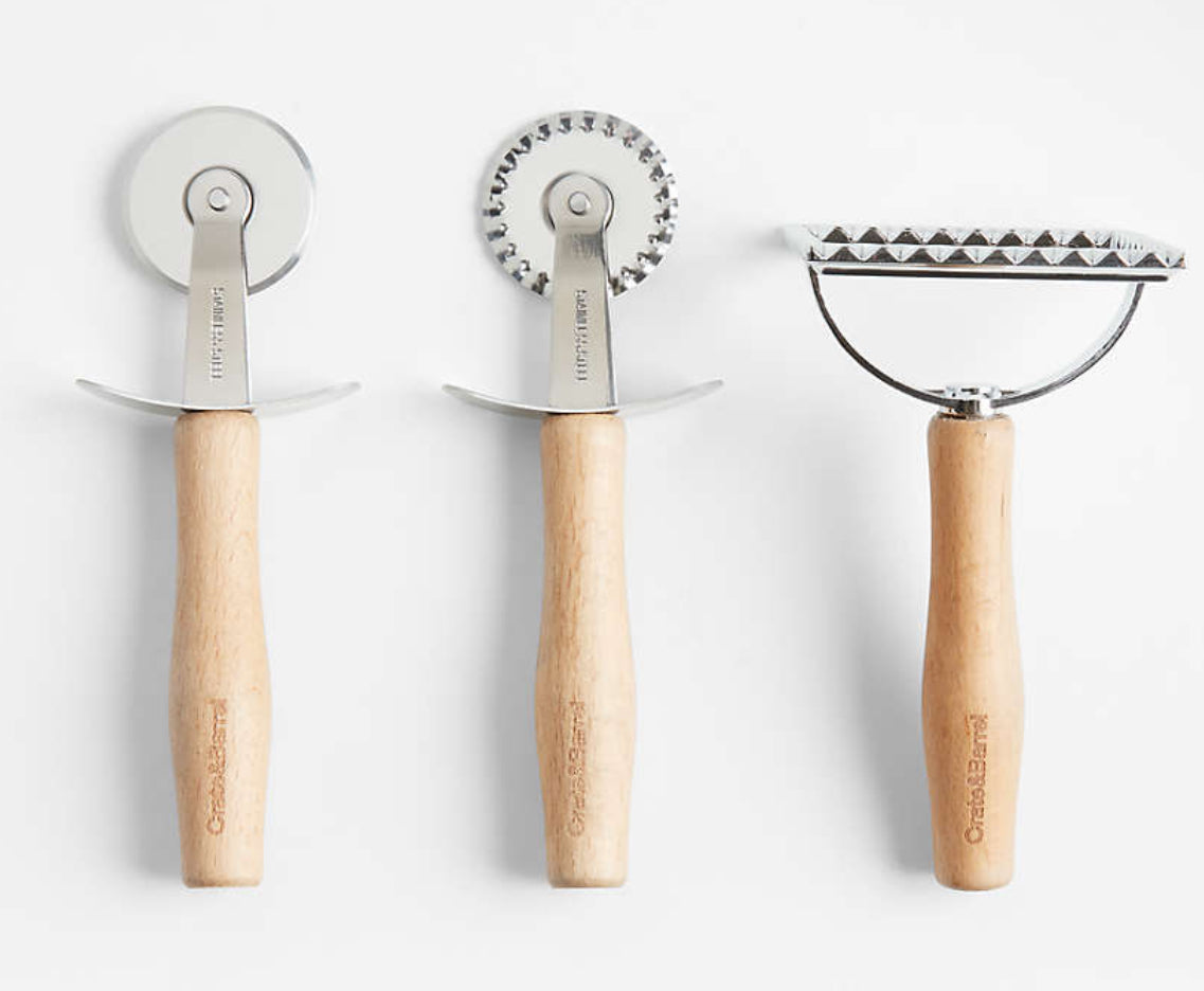 Beechwood and Stainless Steel Pasta Tools, Set of 3