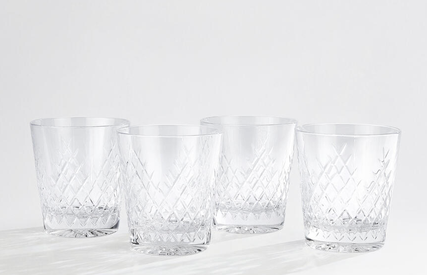 Barwell Cut Crystal Rocks Glass, Set of Four