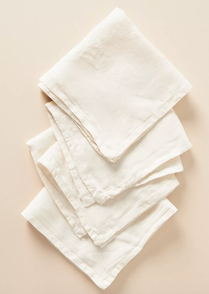 Edison Linen Napkins, Set of 4, Ivory