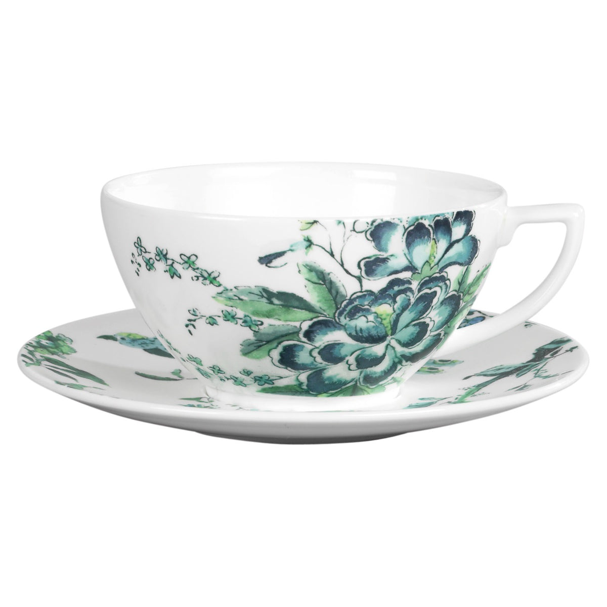 Chinosserie White Teacup & Saucer