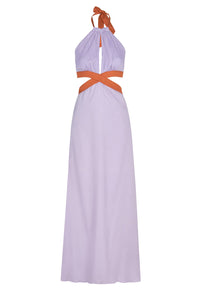 San Agustin Martellato Silk Midi Dress in Lila