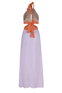 San Agustin Martellato Silk Midi Dress in Lila