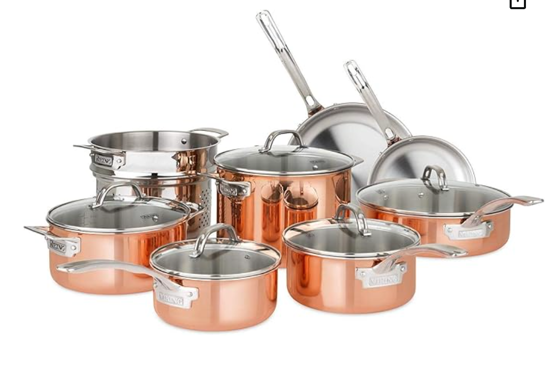 13-Piece Tri-Ply Copper Cookware Set by Viking
