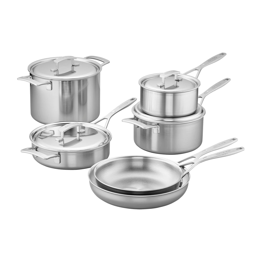 Demeyere Essential 5-ply 8-qt Stainless Steel Stock Pot with Lid