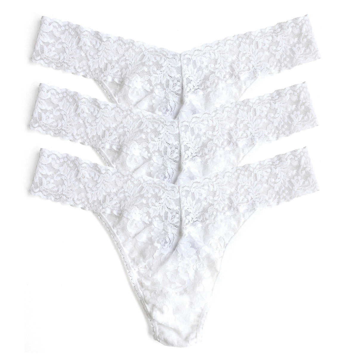 Signature Lace 3-Pack Original Rise Thong in White