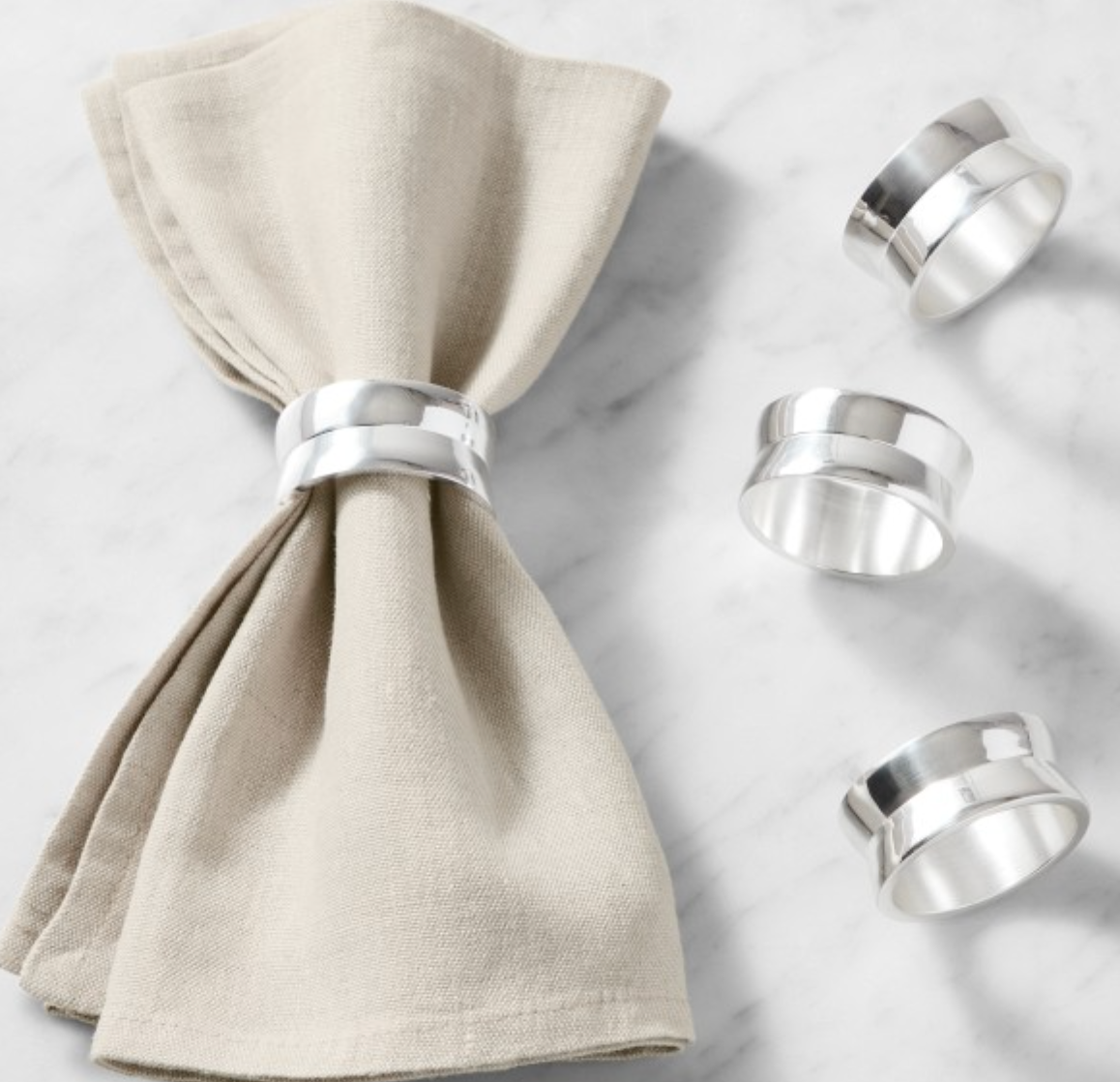 Cinched Metal Napkin Rings, Set of 4