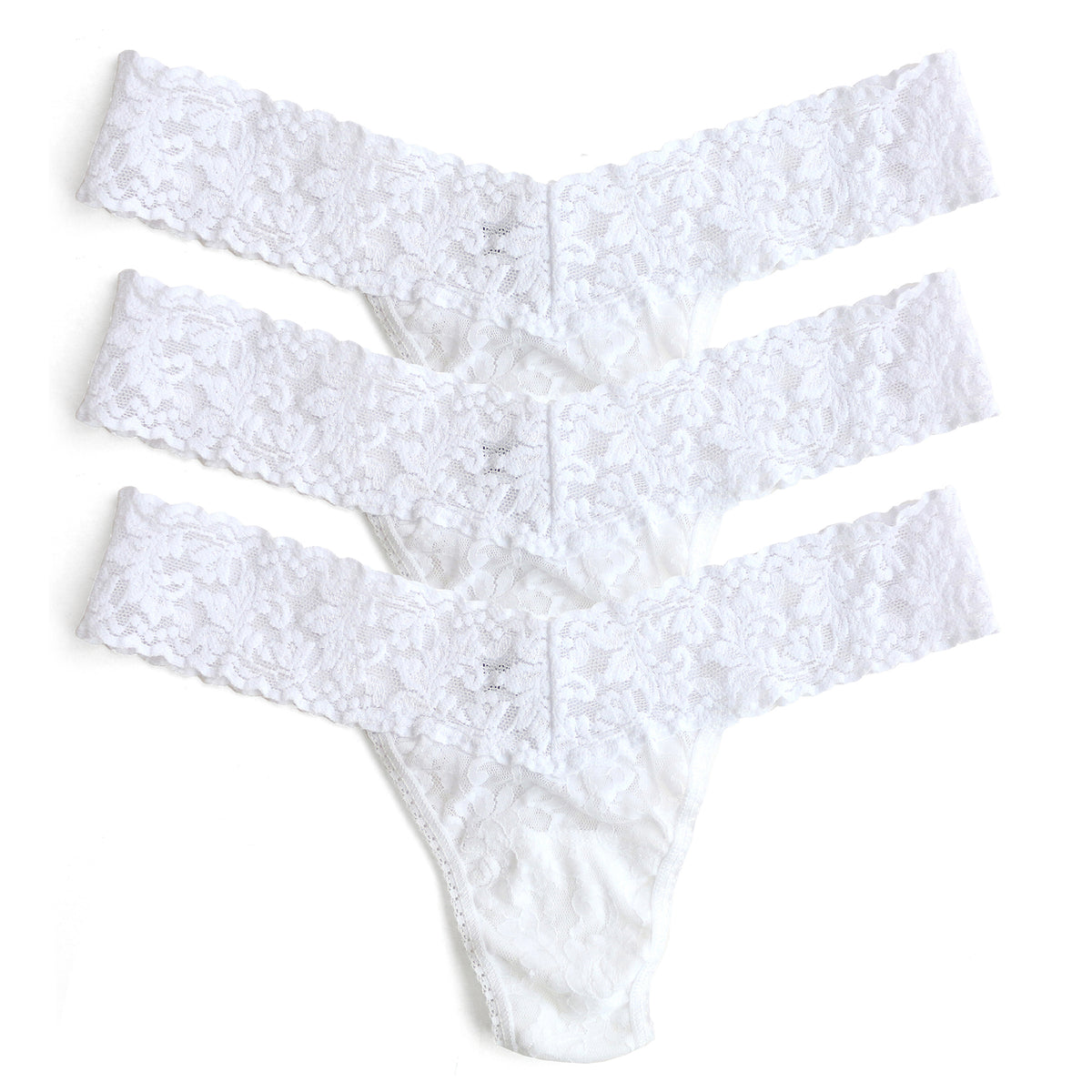 Signature Lace 3-Pack Low Rise Thong in White